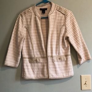 WHBM Gold and white striped cotton blazer sz M